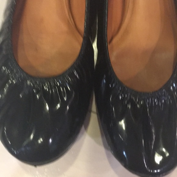 Lanvin Black Patent Leather Ruched Ballet Sz 39 - Picture 3 of 6